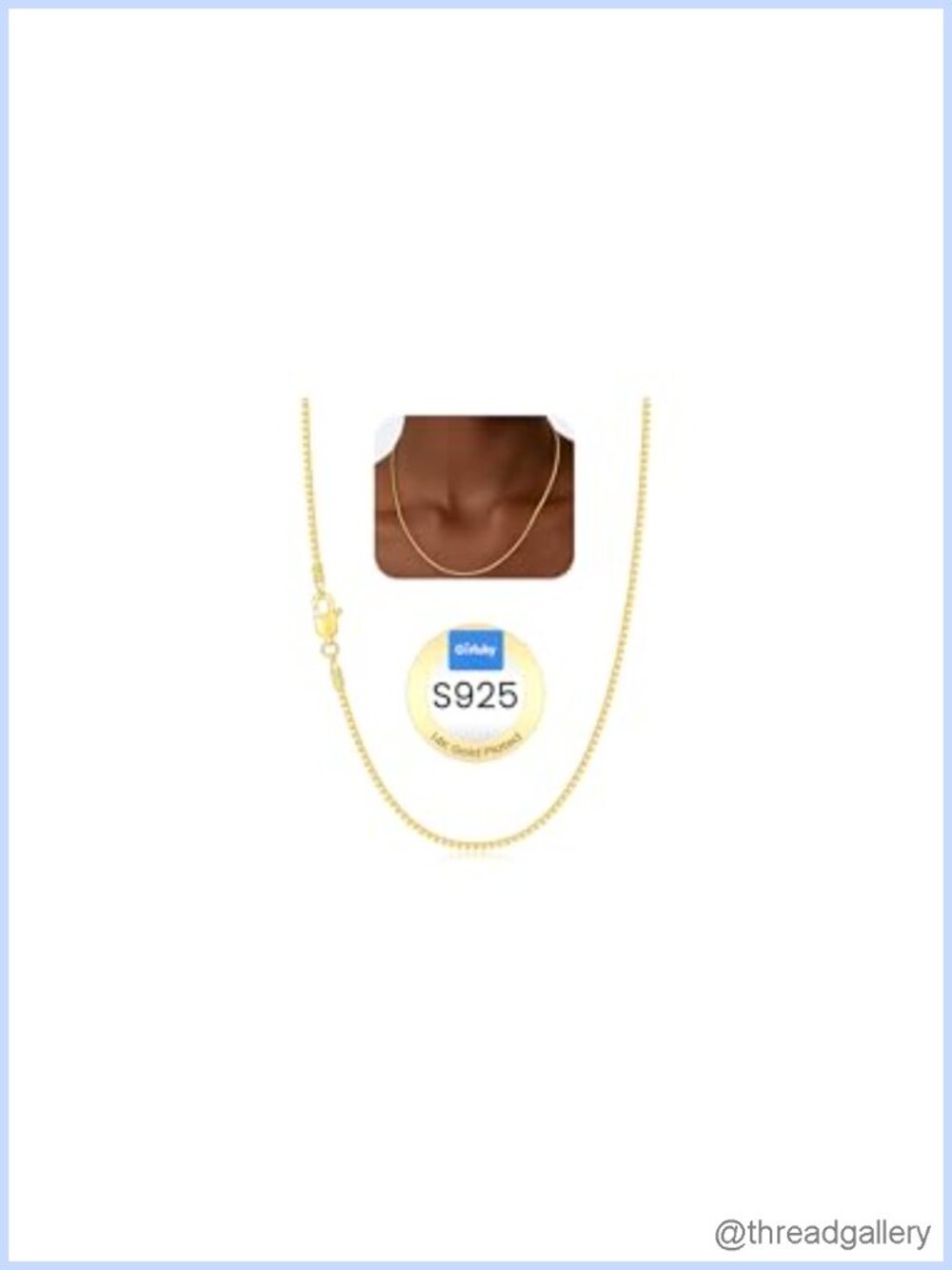 925 Sterling Silver 14K Gold Plated 1mm Box Chain Necklace Women 22 Inch
